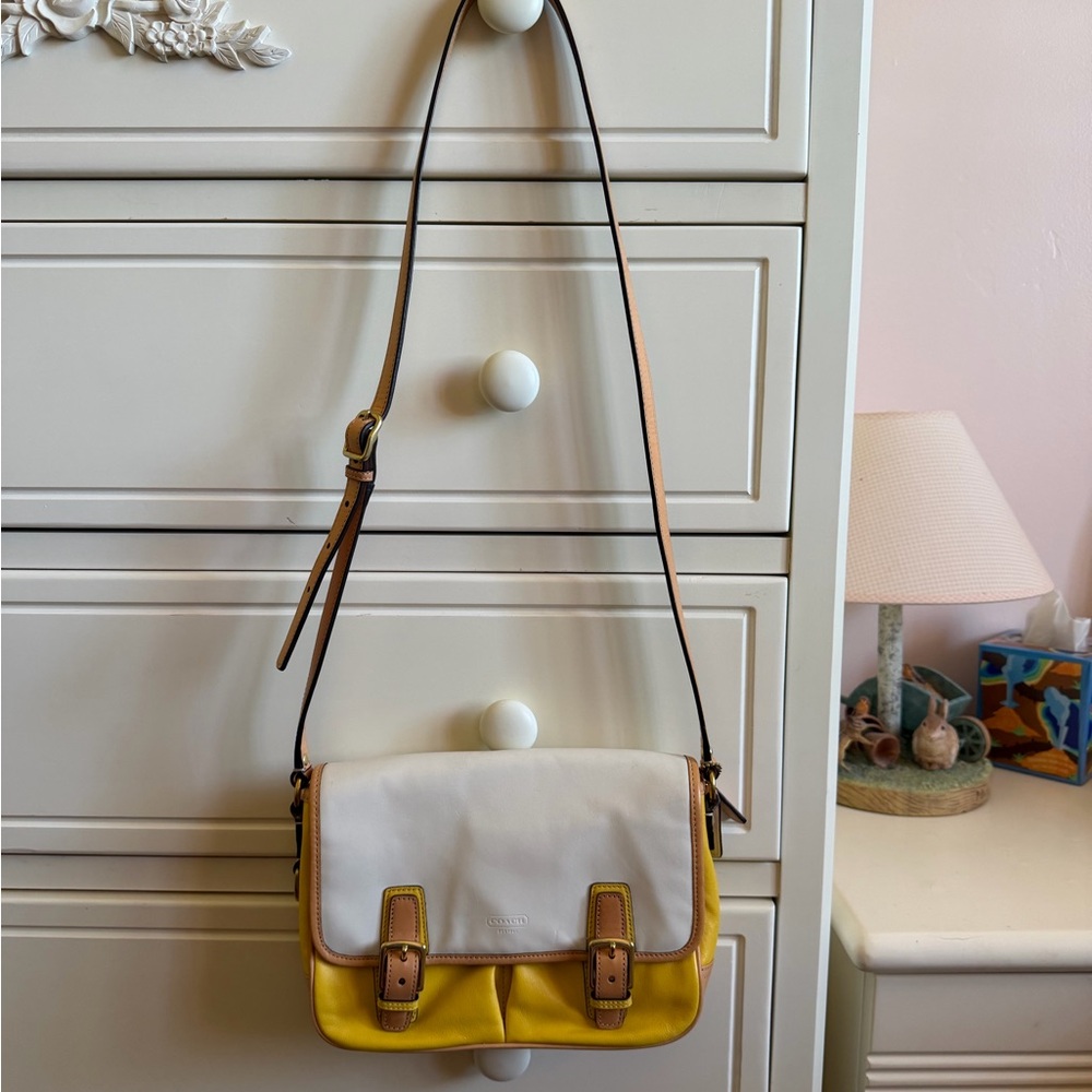 Coach Yellow and White Crossbody Bag